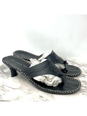 Summer Rio Whipstitched Black Leather Sandals 7.5 Resortwear Coastal Cowgirl